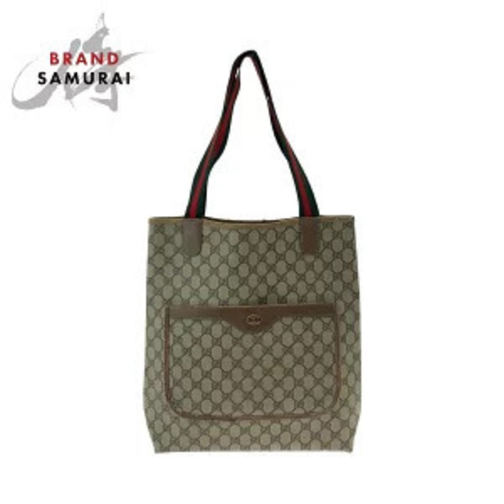 Gucci Sherry Tote Bag Shoulder Beige Brown Green Red GG Supreme Canvas